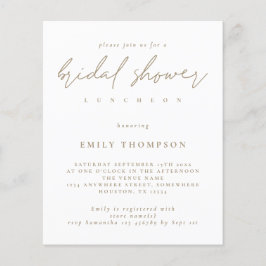 Budget Moderne Gold Script Bridal Shower Invitatio