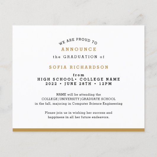 BUDGET Moderne Gold Script Photo Afstudeerder Anno (Achterkant)