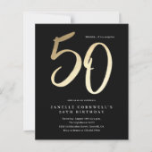 Budget Moderne Gold Type 50e verjaardag Uitnodigin (Voorkant)