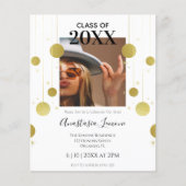 Budget Moderne Gold & White Afstuderen Uitnodiging (Voorkant)