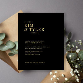 Budget moderne gouden typografie bruiloft uitnodig