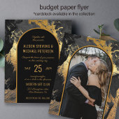 Budget moderne gouden zwarte PHOTO bruiloft Uitnod Flyer
