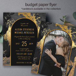 Budget moderne gouden zwarte PHOTO bruiloft Uitnod Flyer