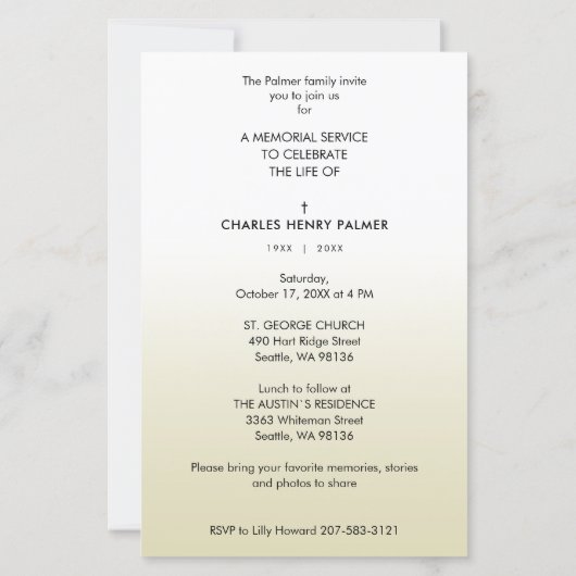 Budget Moderne Gradiënt Minimalist Foto Funeral (Achterkant)