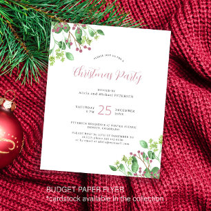 Budget moderne greenery kerstfeest Uitnodiging Flyer