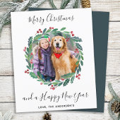 Budget Moderne Greenery Wreate kerstfotokaart