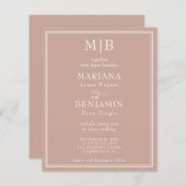 Budget Moderne Grens Roze Weduwen Uitnodiging (Voorkant / Achterkant)