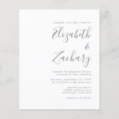 Budget moderne grijze script trouwuitnodiging (Voorkant)