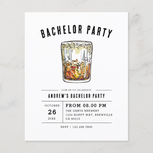 Budget Moderne Groom Whiskey Bachelor Party (Voorkant)