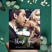 Budget moderne hand geschreven bruiloft foto dank  briefkaart