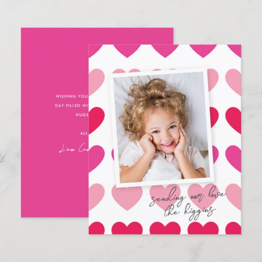 Budget Moderne Harten Foto Valentijnsdag Card (Voorkant / Achterkant)