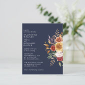 Budget Moderne Herfst Bloemen Navy Blauw Bruiloft (Staand voorkant)