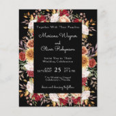 Budget Moderne Herfst Bloemen Zwart Bruiloft (Voorkant)