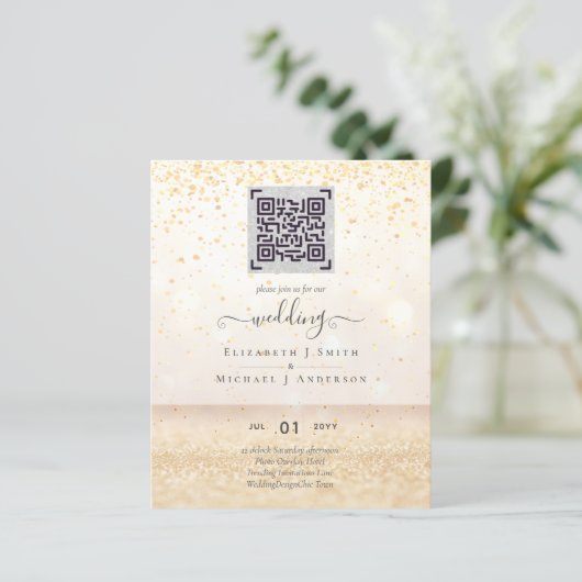 BUDGET Moderne Huwelijksuitnodigingen met QR-scan  (Staand voorkant)