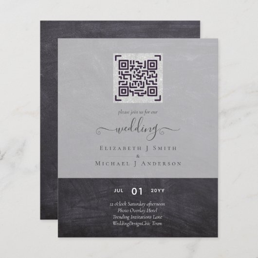 BUDGET Moderne Huwelijksuitnodigingen met QR-scan  (Voorkant / Achterkant)