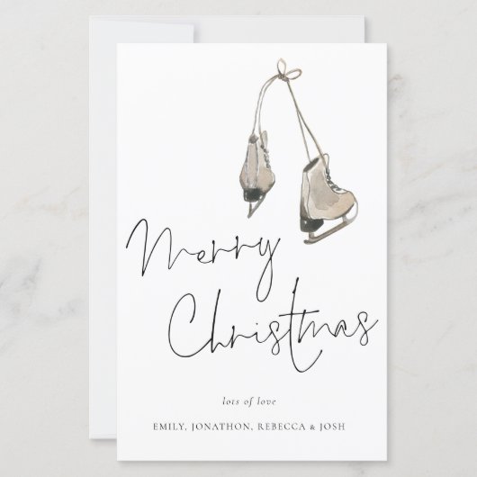 Budget Moderne Ice-Schaatsen Zware kerstKaart (Voorkant)