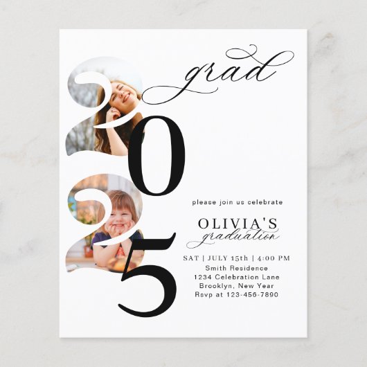 BUDGET Moderne Jaar Foto Sjabloon Afstudeerfeest (Voorkant)