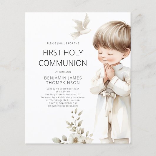 Budget Moderne Jongen Bidden 1e Heilige Communie (Voorkant)