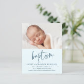 Budget moderne jongens doop uitnodiging script (Staand voorkant)