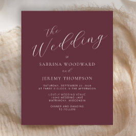 Budget Moderne Kalligrafie Bourgondië Bruiloft Uit