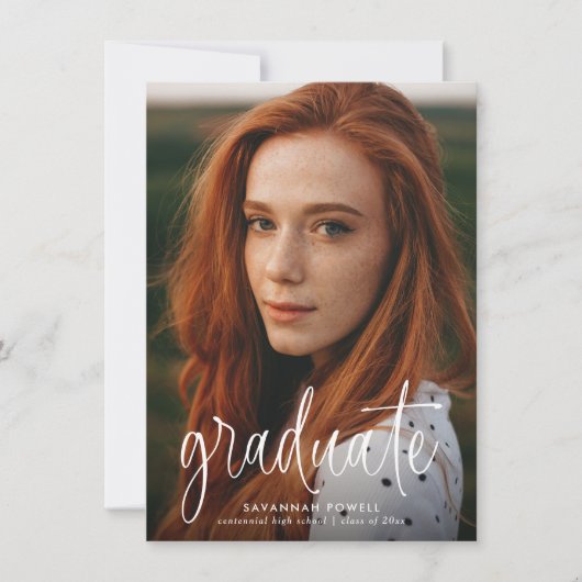 Budget Moderne Kalligrafie Eenvoudig foto Afstuder Aankondiging (Voorkant)