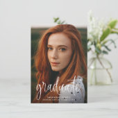Budget Moderne Kalligrafie Foto Graduation Party Kaart (Staand voorkant)