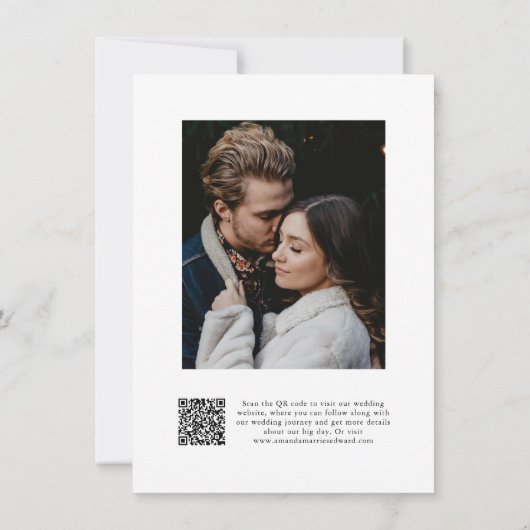 Budget Moderne Kalligrafie Script Twee Foto QR Cod Save The Date (Achterkant)