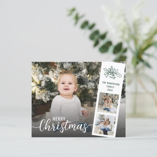 Budget Moderne kerstfotocollage-feestkaart (Staand voorkant)