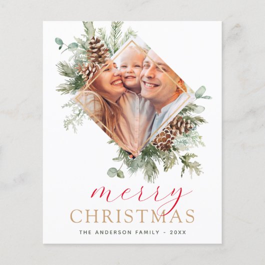 Budget Moderne Kerstmis Fotokaart (Voorkant)