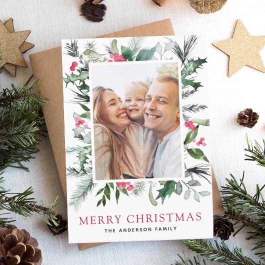 Budget Moderne Kerstmis Fotokaart