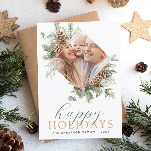 Budget Moderne Kerstmis Fotokaart Briefkaart