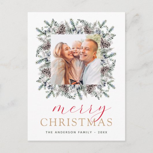 Budget Moderne Kerstmis Fotokaart Feestdagenkaart (Voorkant)