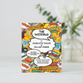 Budget moderne leuke stripboek trouwuitnodiging (Staand voorkant)