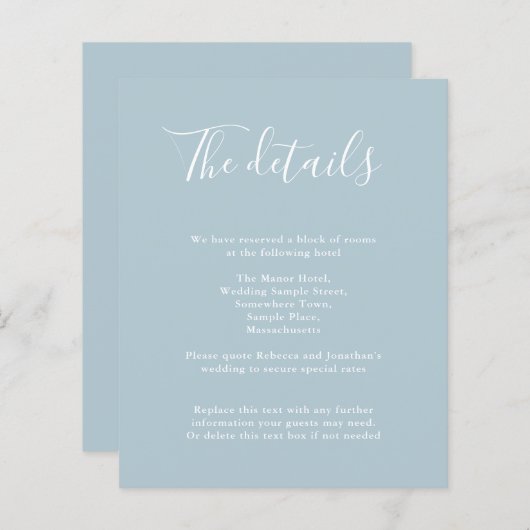 Budget Moderne Lichte Blauwe Weddenschap Details U (Voorkant / Achterkant)