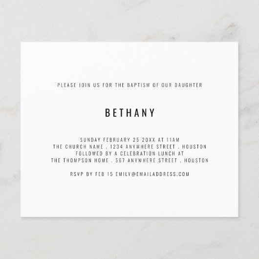 Budget Moderne Manuscript 2 Foto's Baptisme Uitnod (Achterkant)