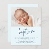 Budget Moderne Manuscript Boys Baptisme Uitnodigin (Voorkant / Achterkant)