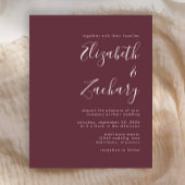 Budget Moderne Manuscript Burgundy Wedding Invitat