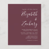 Budget Moderne Manuscript Burgundy Wedding Invitat (Voorkant)