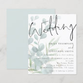 Budget Moderne Manuscript Eucalyptus Wedding Uitno (Voorkant / Achterkant)