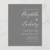 Budget Moderne Manuscript Gray Wedding Uitnodiging (Voorkant)