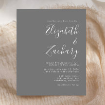 Budget Moderne Manuscript Gray Wedding Uitnodiging