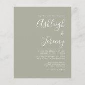 Budget Moderne Manuscript Sage Green Wedding Uitno (Voorkant)