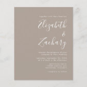 Budget Moderne Manuscript Taupe Wedding Uitnodigin (Voorkant)