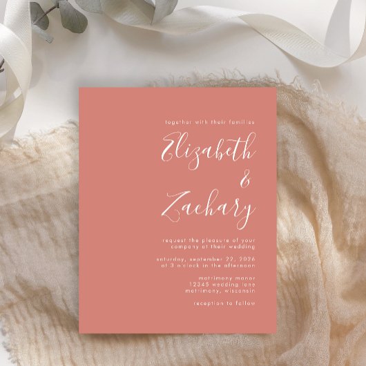 Budget Moderne Manuscript Terracotta Wedding Uitno