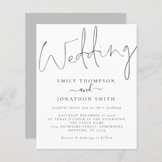 Budget Moderne Manuscript Witte Grijze Weddenschap (Voorkant / Achterkant)