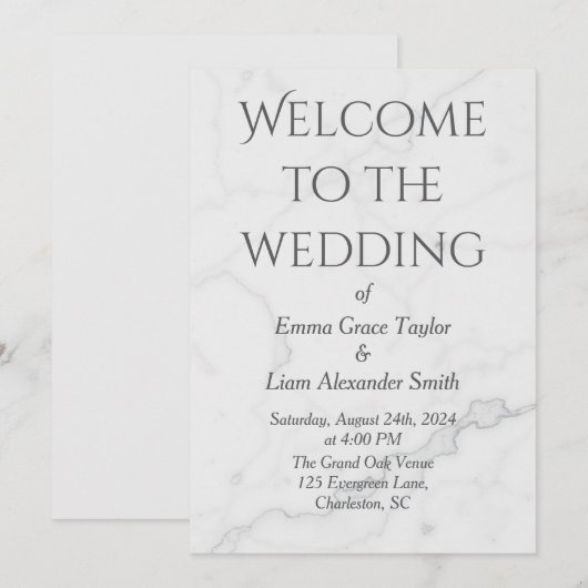 Budget Moderne Marmeren bruiloft Kaart (Voorkant / Achterkant)