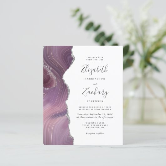 Budget Moderne Mauve Zilveren Agaat Bruiloftsuitno (Staand voorkant)