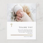 Budget moderne minimale foto doop dankkaart (Voorkant)