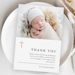 Budget moderne minimale foto doop dankkaart