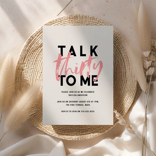 budget Moderne minimale typografie girale roze 30e Notitiekaartje